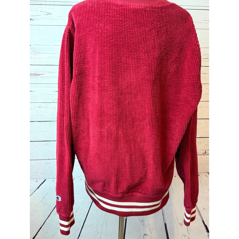 Champion Sweatshirt Corduroy Pullover Mens size Large Retro Varsity Red Logo - Picture 11 of 11